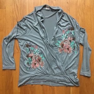 Anthropology Akemi + Kin embroidery blouse